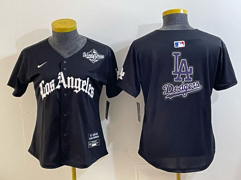 Women 2026 Los Angeles Dodgers Blank Black Game Nike MLB Jersey style 0027->women mlb jersey->Women Jersey